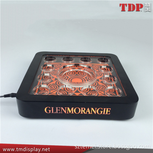 factory customized LED luminous acrylic wine shot glass serving tray